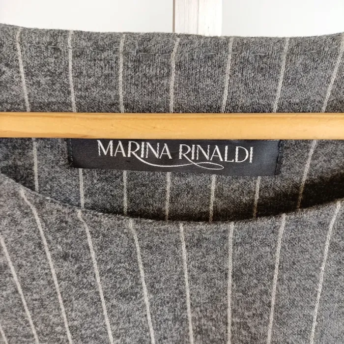 Tunique grise Marina Rinaldi à rayures fines, laine viscose polyester, taille 46 A1366 - photo numéro 3