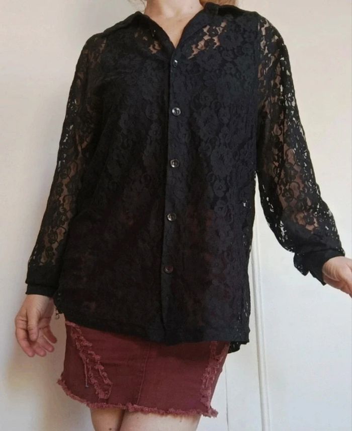 💎Chemise femme sexy raffiné noir dentelle t L 40 - photo numéro 6