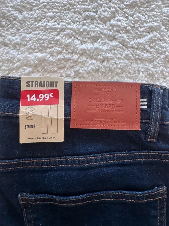 Jean droit straight Bizbee – Bleu brut – Taille 38 – Excellent état - Homme / Femme - photo numéro 4
