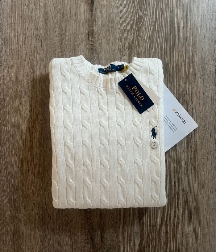 Pull torsadé ralph lauren blanc