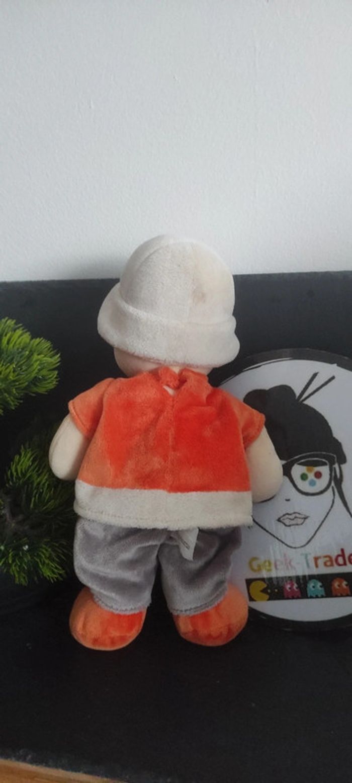 doudou peluche lutin garçon outdoor came nicotoy marron orange chapeau Rose Bleu - photo numéro 2
