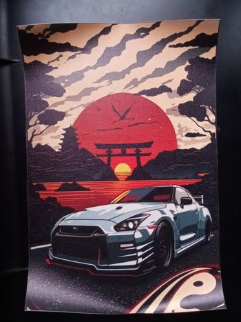 AFFICHE POSTER TOILE A4 VOITURE PAYSAGE NUIT JAPON