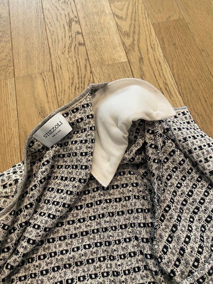 Veste longue en jacquard fin bleu et blanc Stizzoli taille 52 IT (48 FR) - photo numéro 6