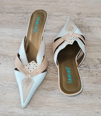 🌺 Mules - Blanche et beige - Tamiko - P41 🌺
