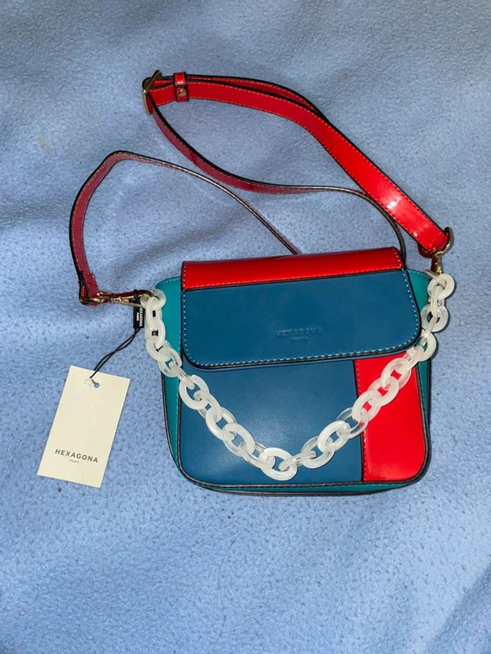 Sac à bandoulière bleu et rouge - photo numéro 2