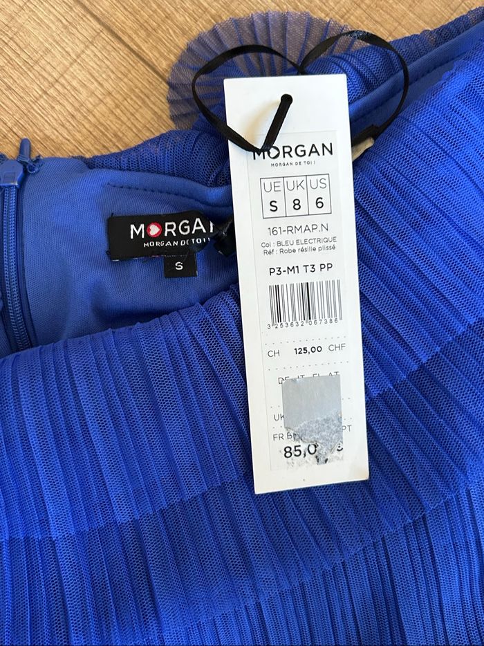 Robe bleue neuve avec volants Morgan taille S (valeur 85€) fermeture cassée - photo numéro 9