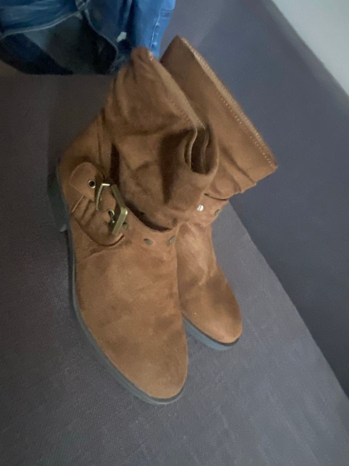 Bottines en daim marron - photo numéro 2