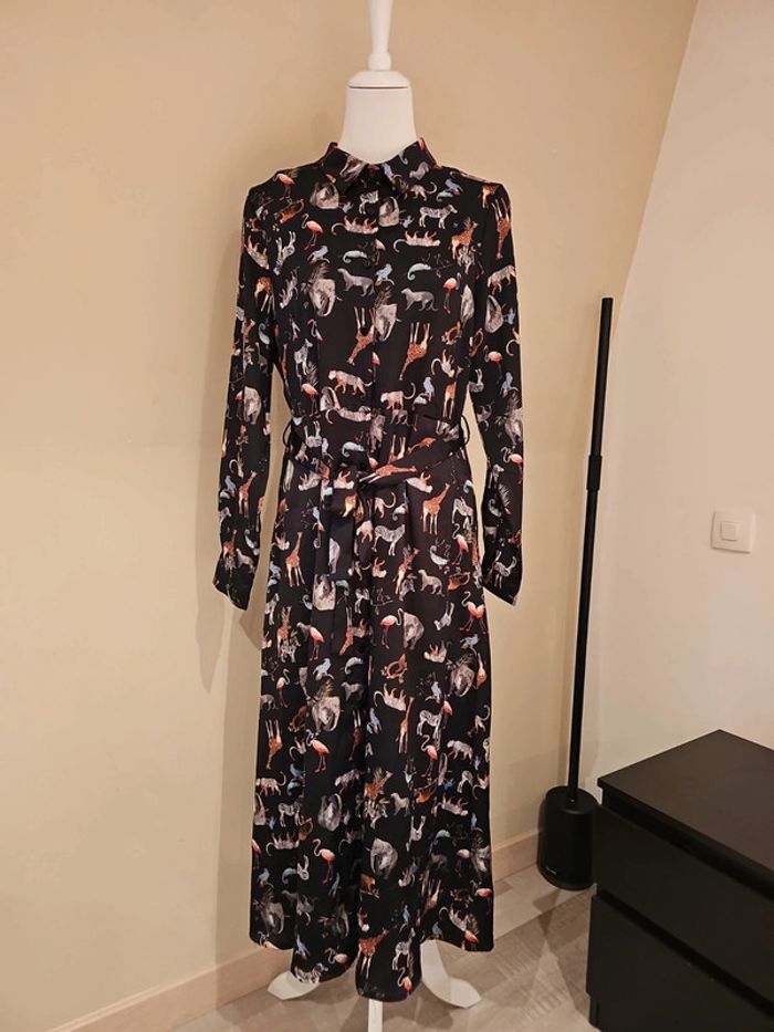 Robe longue savane noire XL Lolaliza touché satiné