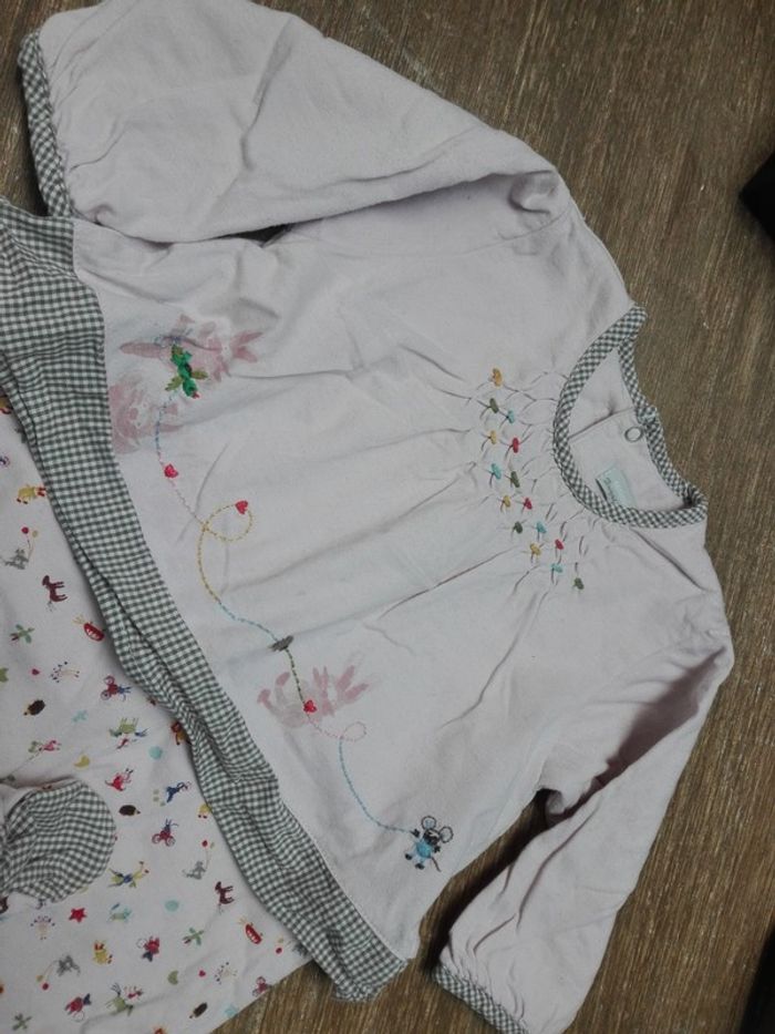 Pyjama catimini bébé fille 6 mois original vichy broderie - photo numéro 2