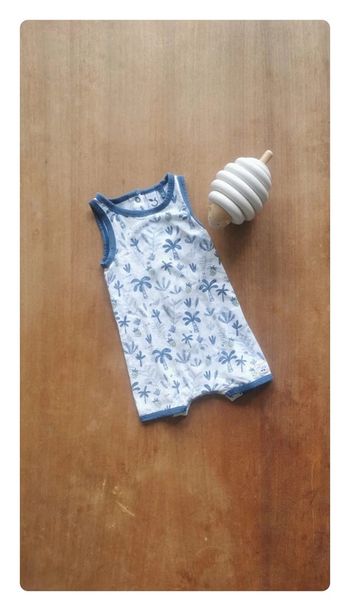 🌼 3Pommes 🍎Combishort 3mois 59cm blanc palmier idéal été mixte 🇨🇵 crée en France👶