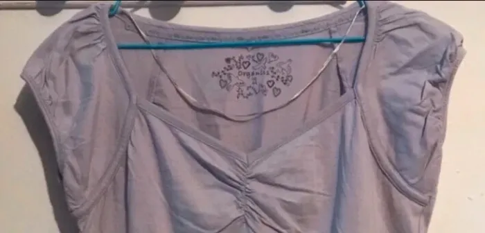 Haut t-shirt femme organique à manches courtes lila tailles 44 - photo numéro 2
