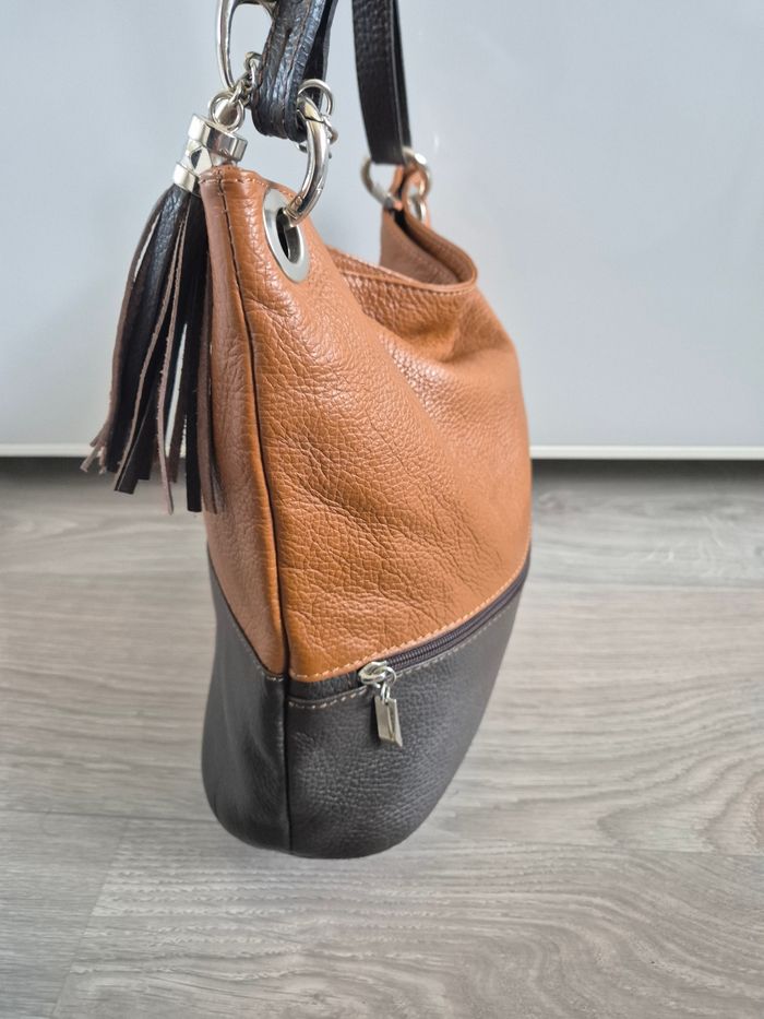 Sac à main beige et marron The Genuine Leather - photo numéro 5