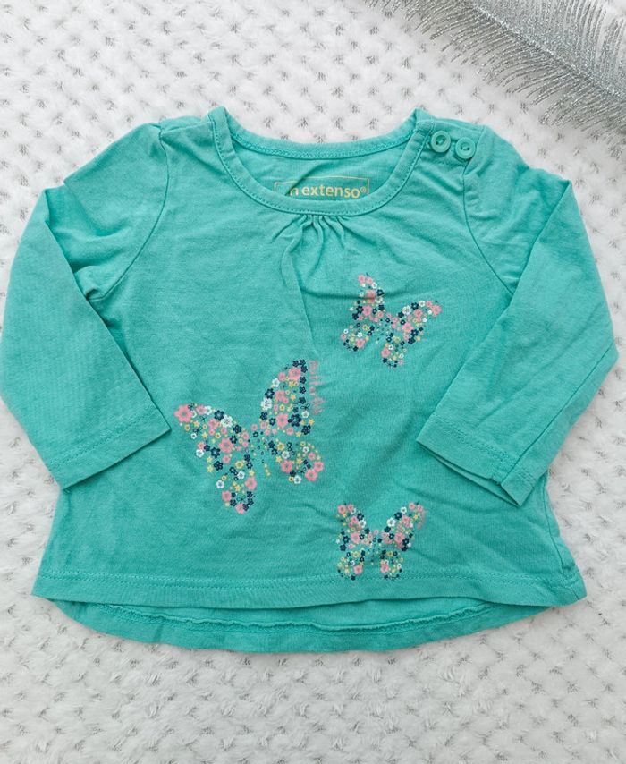 🔸 T-shirt Manches longues Papillons 3 Mois Fille🔸 - photo numéro 2