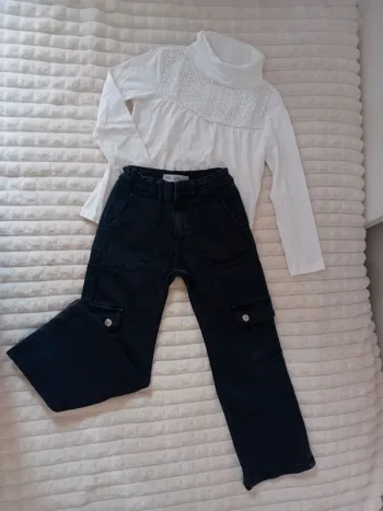 Ensemble fille pull+cargo 6ans 🖤🤍
