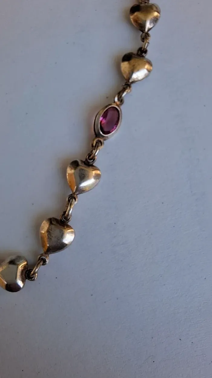 Bracelet cœurs et rose en argent - photo numéro 2