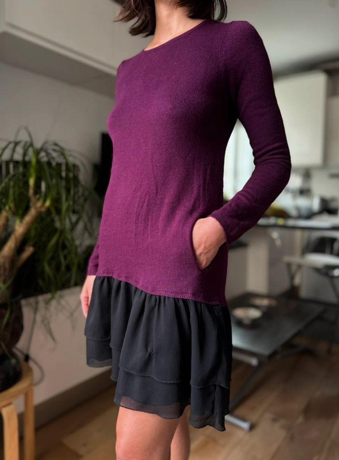 Robe manches longues long sleeeves dress tutu violette Maje Taille 1 - photo numéro 2