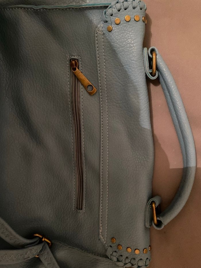 Sac bleu imitation cuir - photo numéro 2