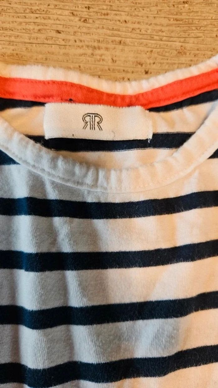Robe courte à manches courtes, blanche lignée bleu, La Redoute, 2 ans, nickel - photo numéro 4