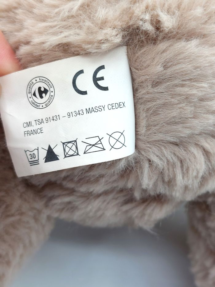 Peluche doudou ours beige écru MAX & SAX Carrefour nœud doré 26 cm TY71037 - photo numéro 5