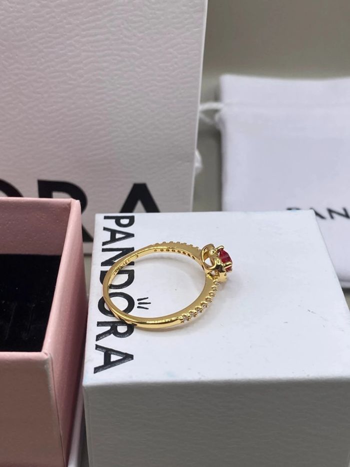 Bague Pandora doré taille 58 modèle Cœur Rouge Surélevé - photo numéro 4