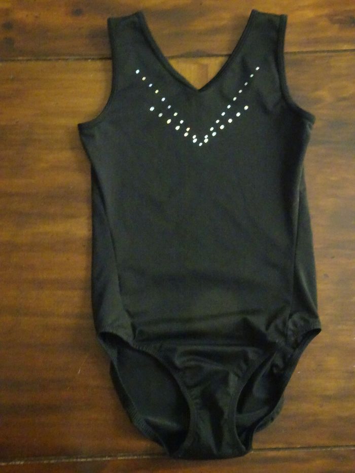 DOMYOS Justaucorps gym sans manches Fille noir 10 ans