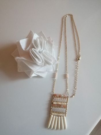 🌸Sautoir doré ethnique Tendance "L'instant Bleu" Neuf 🌸