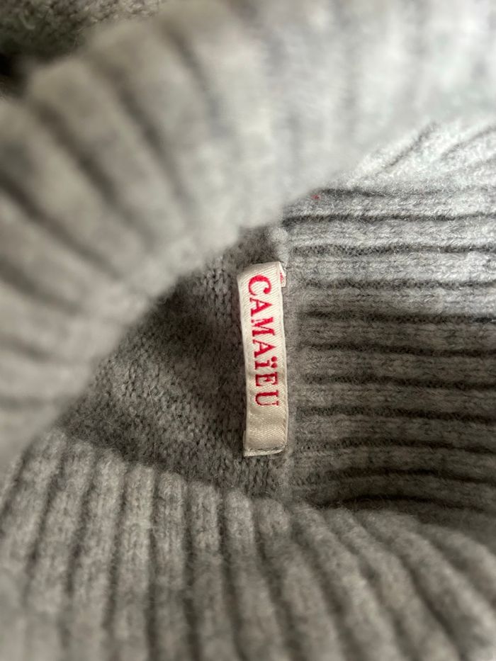 Pull laine gris bien chaud col roulé S Camaïeu - photo numéro 3