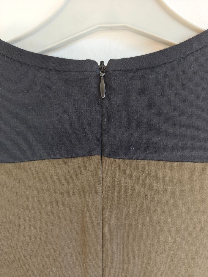 Robe Mango Suit S – bicolore kaki/noir, effet tailleur chic - photo numéro 4