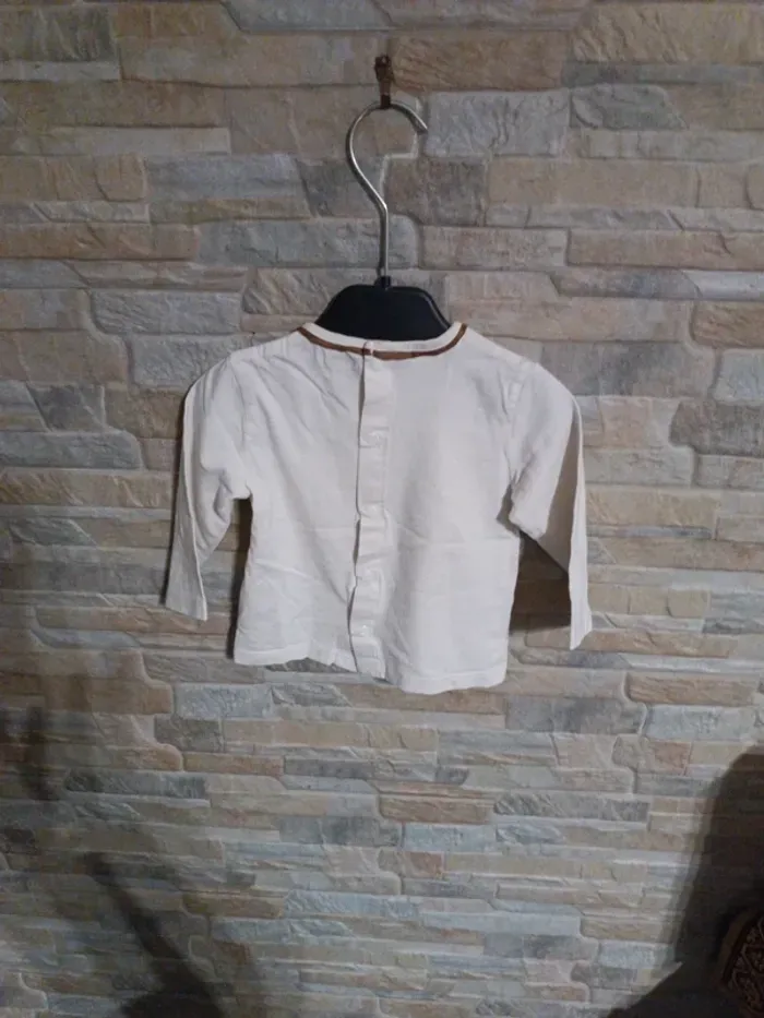 T-shirt écru à paillettes Kiabi 6M - photo numéro 3
