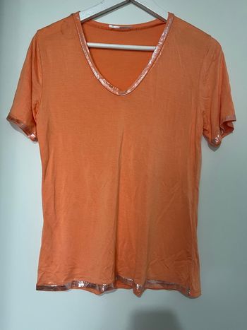 T-shirt en orange taille unique col argenté