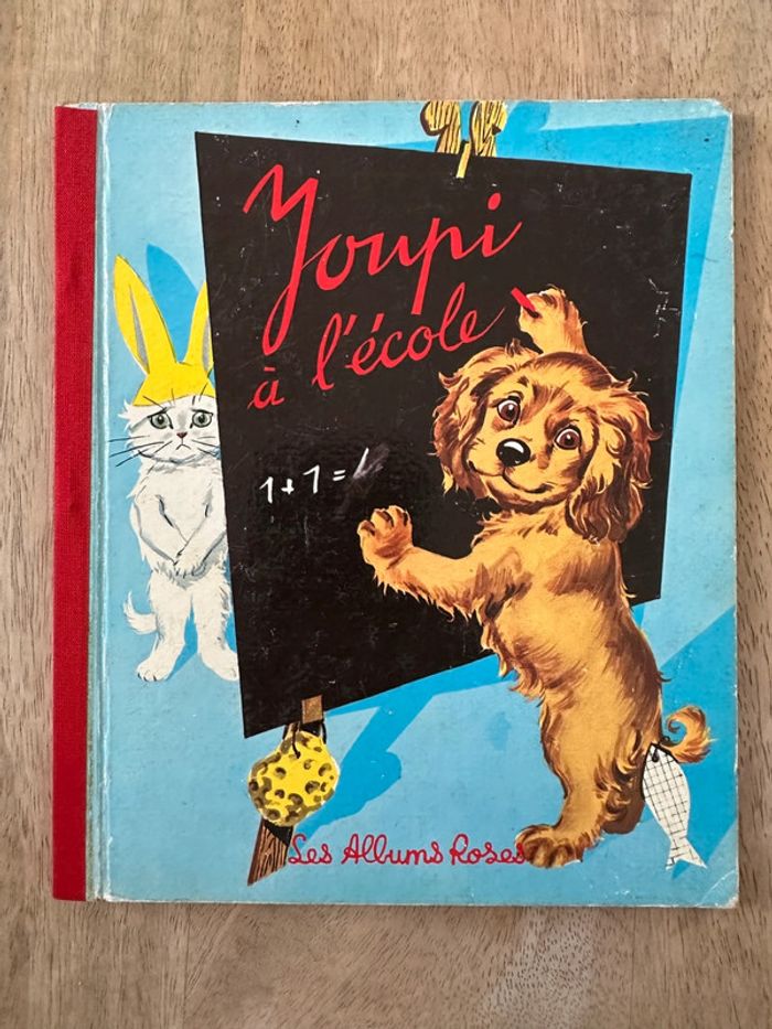 Livre ancien cartonné Les albums roses Hachette Youpi à l’école cocker Pierre Probst Caroline