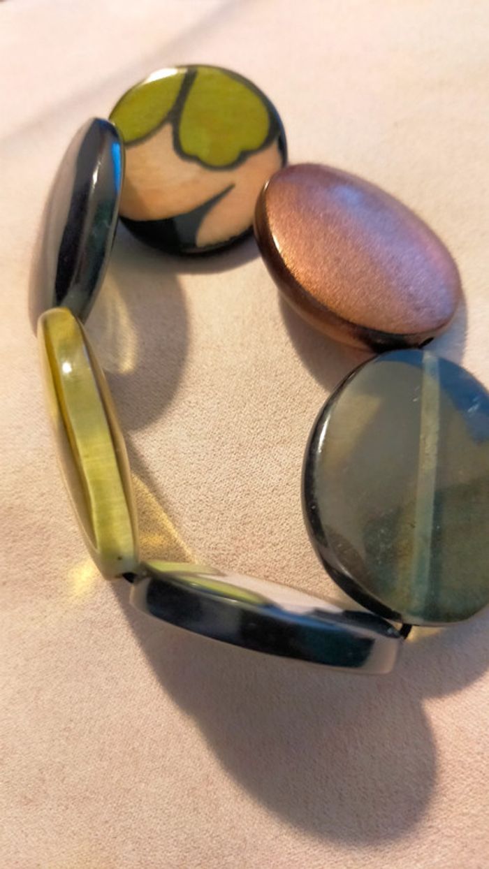 Bracelet élastique – Pastilles colorées & motif abstrait – Collection Terres d’Ailleurs - PMN - photo numéro 7