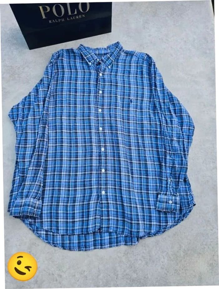 Chemise Ralph Lauren manche longue Taille XXL bleu Homme Men CHE118 - photo numéro 4