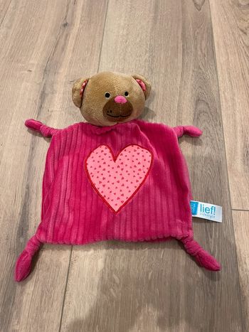Doudou plat ours rose lief