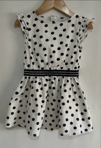 Robe manches courtes blanche pois noirs 