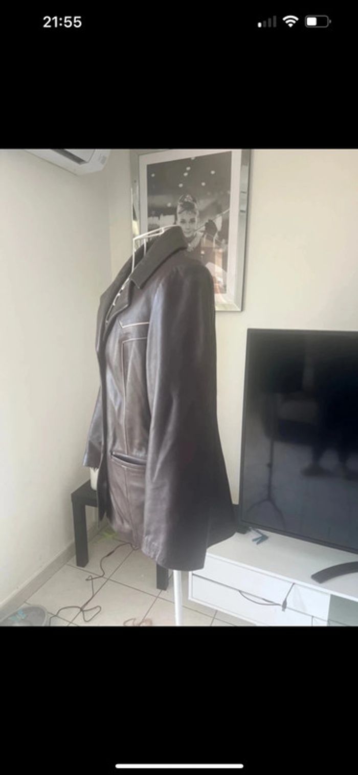 Blazer en cuir véritable vintage modas Christina taille 38 - photo numéro 3