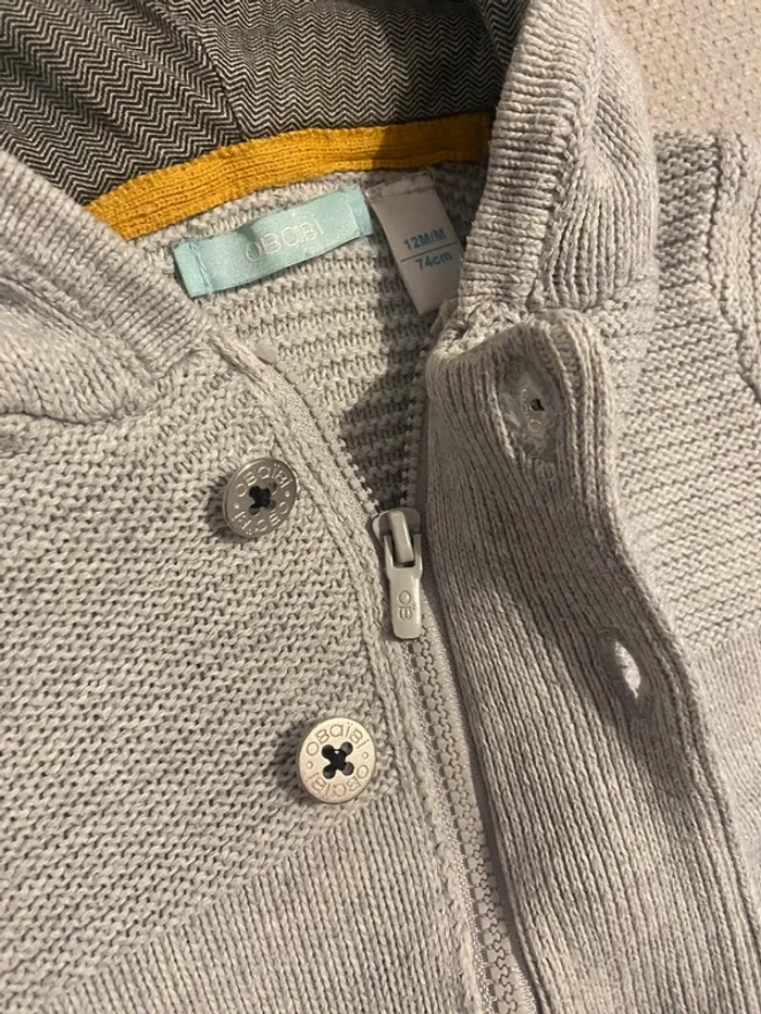 Gilet pull Obaïbi taille 12 mois très bon état - photo numéro 3