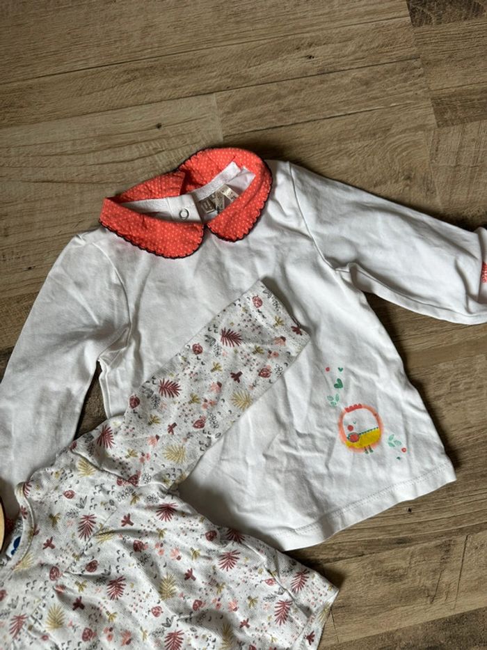 Lot 3 t shirt manche longue bébé fllle 6 mois - photo numéro 3