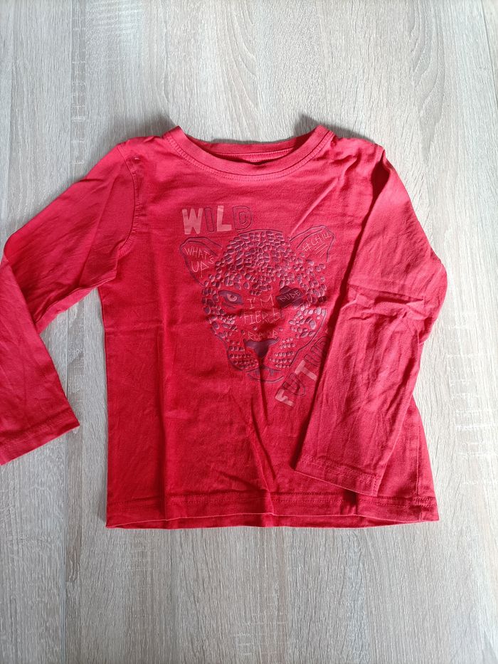 T-shirt manches longues rouge - 5 ans garçon
