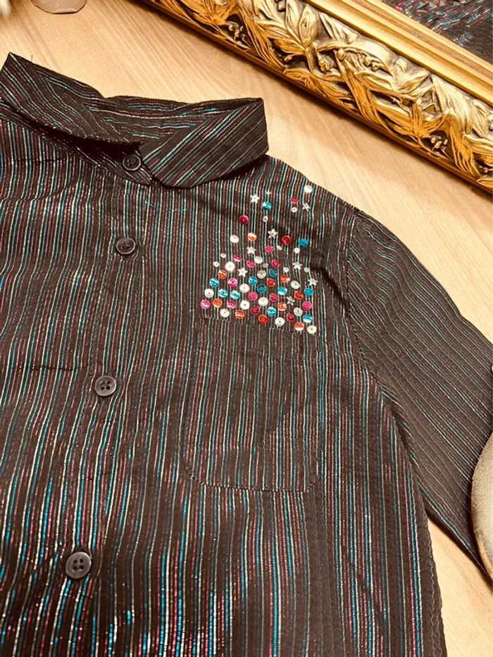 Taille 5 ans tenue de fête fille TAO Kiabi noir et bordeaux * scintillant * 🩷 - photo numéro 4