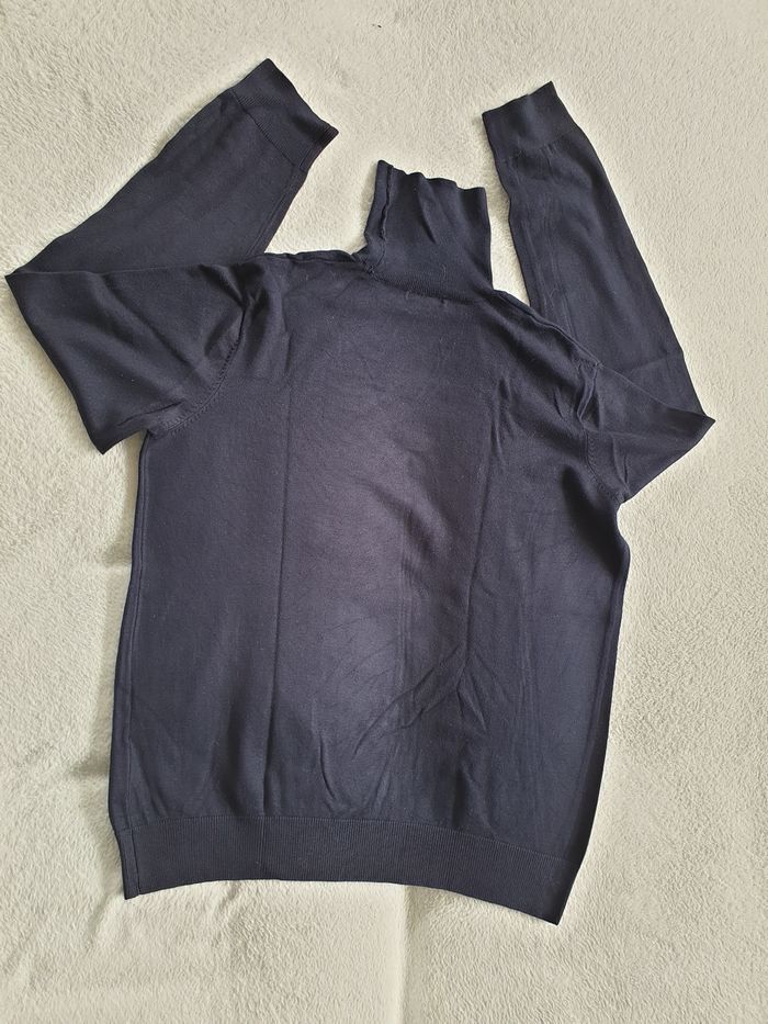 Pull col roulé homme bleu marine L - photo numéro 6