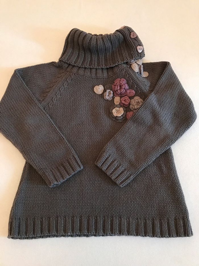 Pull Gris en Laine avec Col Roulé