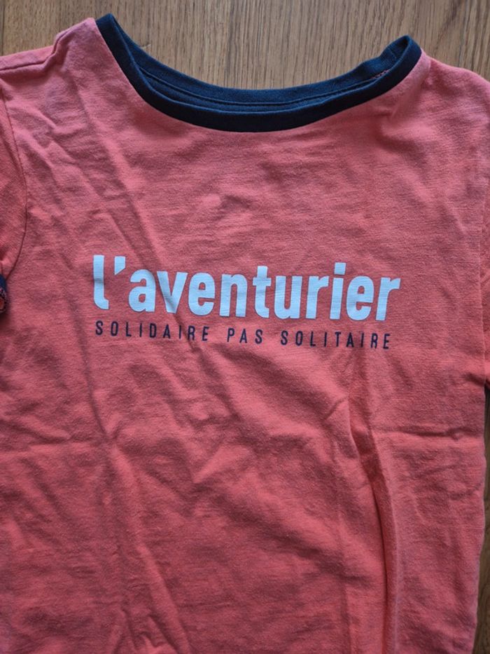 Okaidi Tee-shirt saumon marine taille 5 ans - photo numéro 2