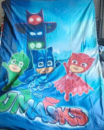 Housse de couette+ taie d'oreiller pjmasks pour lit une personne