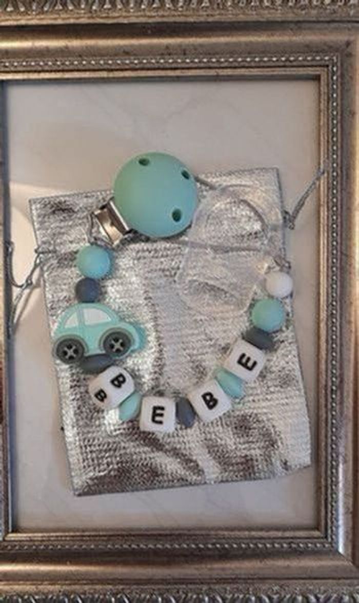 Attache tétine personnalisé avec adaptateur et pochette cadeau - photo numéro 2