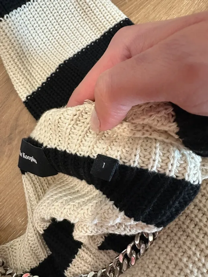 Pull The Kooples rayé noir et beige taille 36 - photo numéro 6