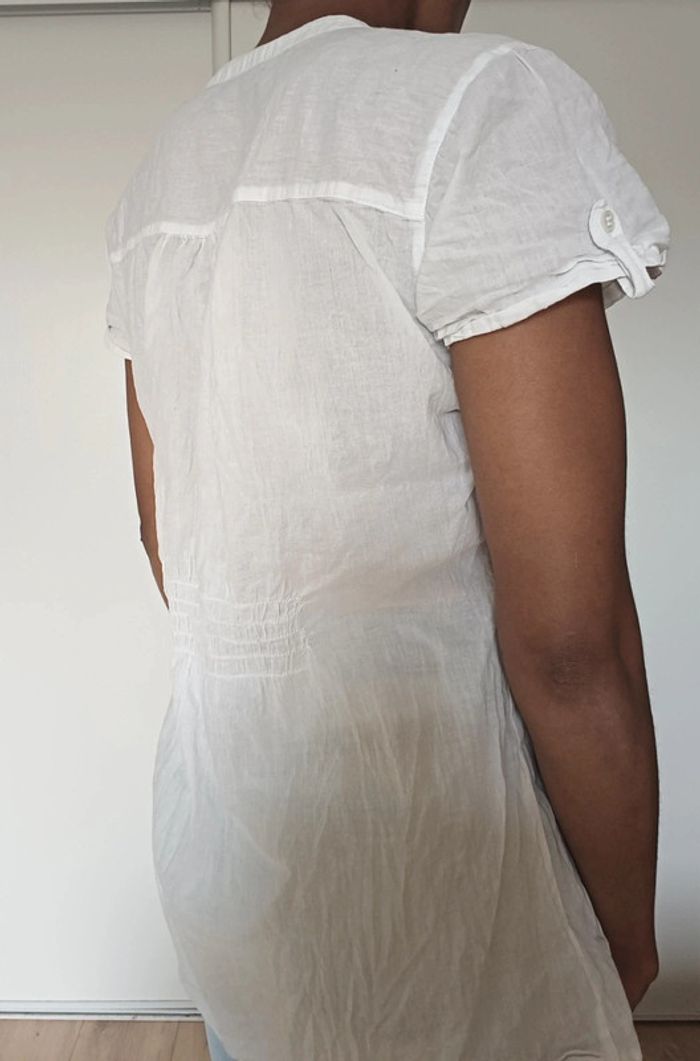 T-shirt col V blanc T M-L - photo numéro 3