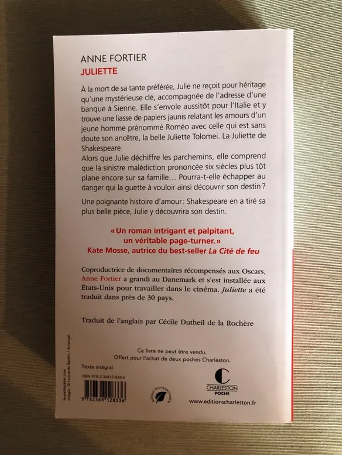 Livre Juliette de Anne Fortier roman - photo numéro 3