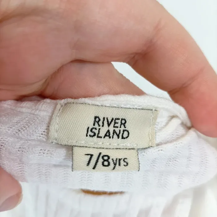 Robe blanche sans manches blanche été 7/8 ans River Island brodé à froufrou A346 - photo numéro 4