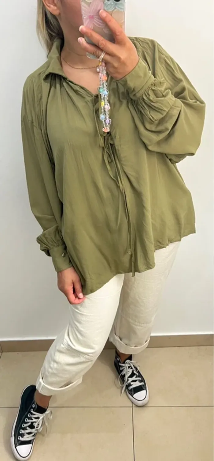 Blouse Kaki Fluide Sfera - photo numéro 6